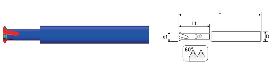 60度彩色涂层铝用单刃螺纹铣刀 - 螺纹铣刀 - 1